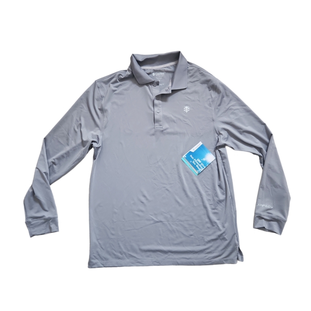 Coolibar Men's Erodym Long Sleeve Golf Polo UPF 50+ Size Medium NWT Sun Protecti